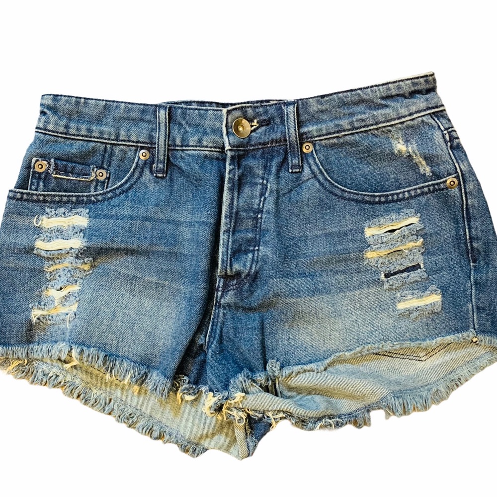ROXY sz 26 ripped cut off fray denim shorts 2322
